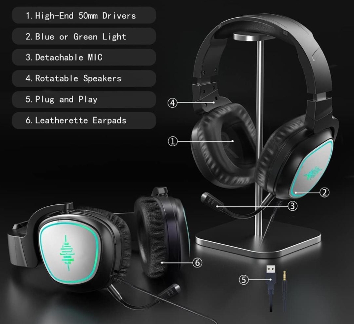 G1P Gaming Headset with 360° rotatable mic