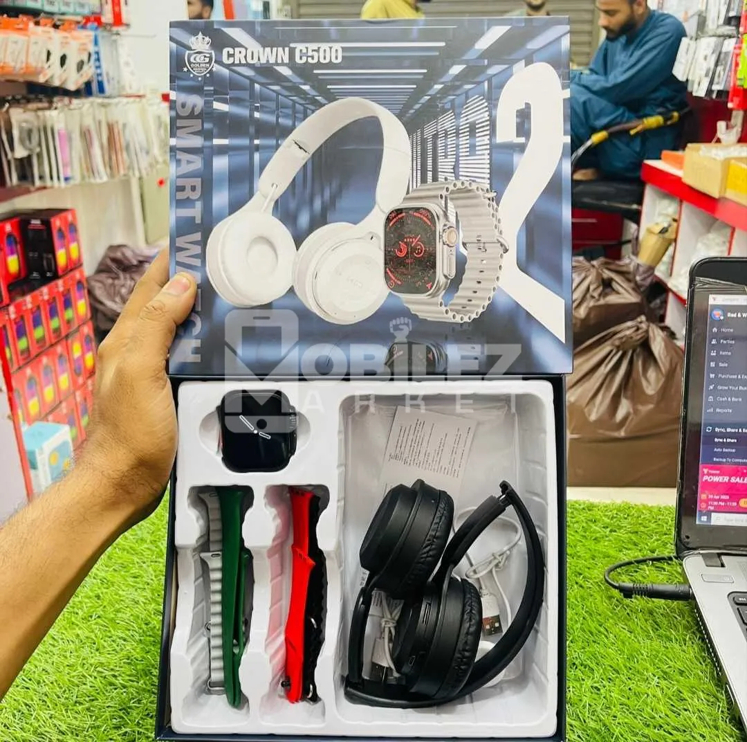 CROWN C500 Smart Watch + P47 Headphones